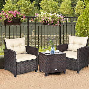 The strong and sturdy steel frame ensures the sturdiness of the set<br>Hand-woven rattan can withstand moderate rain or wind in outdoor<br>A wide armrest in suitable height is good for supporting and relaxing your arm<br>Thick and soft cushion with a high