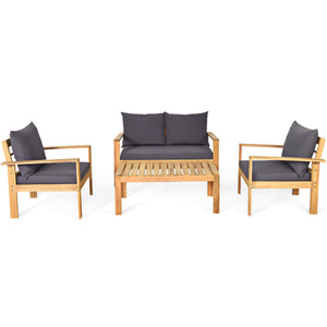 Made of solid acacia wood with FSC certification  superior durable<br>Thick and cozy cushion provides ultimate comfortable<br>Detachable cushions and waterproof for outdoor use<br>Freely DIY the furnish  for an optimal new look<br>Spend time with your fam