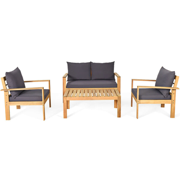 Made of solid acacia wood with FSC certification  superior durable<br>Thick and cozy cushion provides ultimate comfortable<br>Detachable cushions and waterproof for outdoor use<br>Freely DIY the furnish  for an optimal new look<br>Spend time with your fam