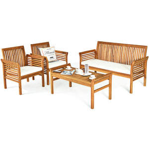 Features Acacia wood frame ensures sturdiness and durability<br>Thick and soft cushions will provide you excellent comfort<br>Curved armrest in suitable height to rest your arm<br>Cover with zipper of cushion is convenient to be taken off and washed<br>Cu
