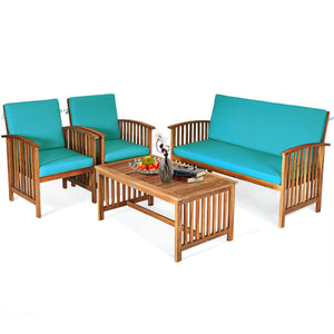 Made of premium acacia wood  the whole frame is sturdy and not easy to crack or deform. Â  All the single chairs and loveseat are equipped with soft and high-resilient cushion for seat and backrest. You will get excellent comfort if you sit on the sofa. I
