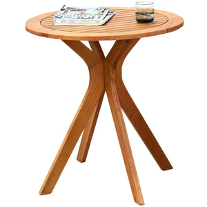 Crafted with solid wood  the frame of table is sturdy and can be used for long time. And the legs of the table are designed like X-shape which also adds stability of the table. Â  With varnish on the surface  the side table is waterproof and scratch-resis