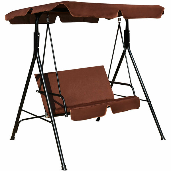 Brand New And High Quality<br>Outdoor Loveseat Swing Chair<br>Providing Two Comfortable Seats<br>With A Waterproof Top Canopy  Protecting You From Ultraviolet Ray And Drizzle<br>Black Steel Frame  Durable And Sturdy<br>With Seat And Back Cushion Add Comfo