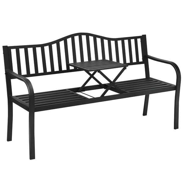 The practical garden bench provides you and your family or friends with the best place to relax. Â  The bench is made of rustproof powder-coated steel frame  which ensures durability and sturdiness for long servicing life. Besides  unique legs and non-sli