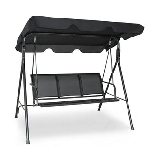 Able to comfortably sit and swing 3 people independently <br>Made of a high quality  weather-resistant steel frame with wide  sturdybase <br>Adjustable canopy design for optimal shade coverage and rain protection <br>Comfortable angle and well-ventilated 