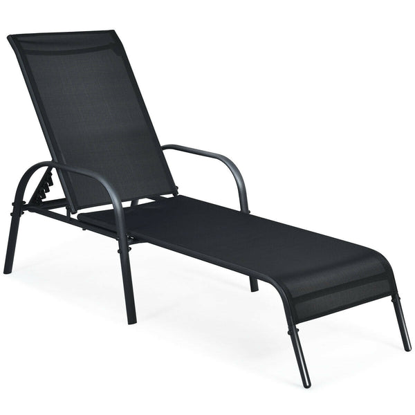 Don't leave the lounge chairs outside in rainy days for prolonging its' using life Made of Sun-proof and breathable fabric for long-lasting use  Powder-coated steel frame provides sturdy support Thick legs and anti-slip pads provide extra stability 5 adju