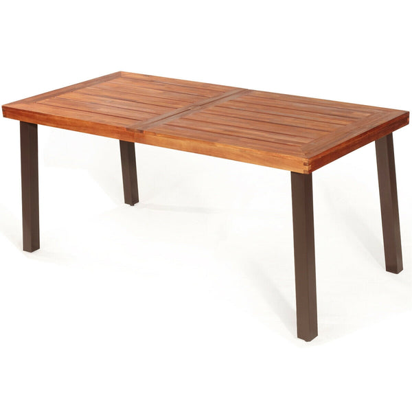 Â Acacia wood and steel materials ensure long time use<br>Â The surface of the table is waterproof and not to be scratched easily<br>Â 2â€ diameter umbrella hole with cover can be sealed again for a complete table<br>Â Widely used in the living room  gar