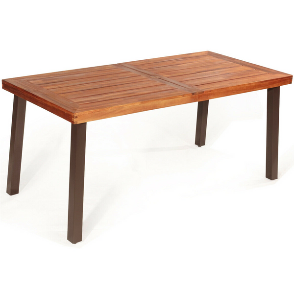 Â Acacia wood and steel materials ensure long time use<br>Â The surface of the table is waterproof and not to be scratched easily<br>Â 2â€ diameter umbrella hole with cover can be sealed again for a complete table<br>Â Widely used in the living room  gar