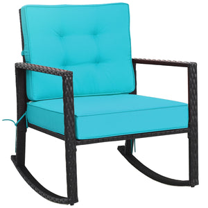 Sturdy and durable frame with exquisite rattan <br>Comfortable and safe rocking function <br>Thick and soft cushion for seat and back <br>Cushions are fixed by strings to prevent a move <br>Pads at the bottom can avoid sliding and protect rattan <br>Desig
