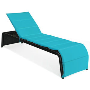 Tightly hand-woven rattan can withstand the moderate change in weather <br>The heavy-duty steel frame ensures the sturdiness of the chaise lounge <br>Adjustable backboard with five different positions <br>Soft and thick cushion for comfortable seating <br