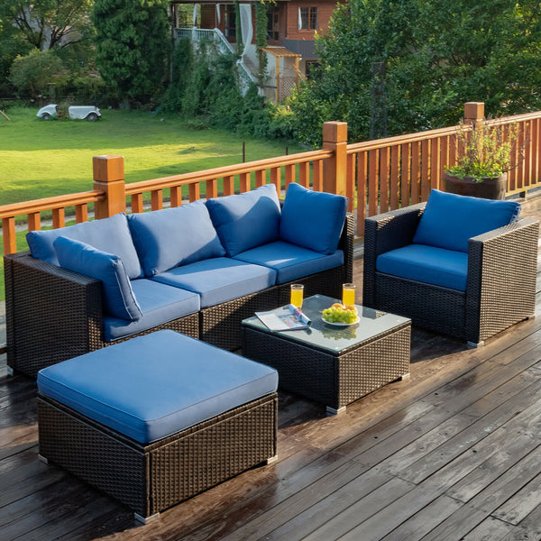 Durable rattan and sturdy steel materials are used to ensure a long lifespan <br>Thick and soft cushions for comfortable (pillows not included) <br>Removable and washable cushion cover with zipper <br>Free and flexible combination to meet your different n