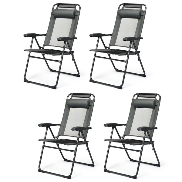This foldable sling chair is ergonomically designed with an adjustable backrest in seven tilting positions for reading mode  relaxing mode and sleeping mode. Â  Made of steel frame and oxford fabric  this foldable sling chair can hold up to 300 lbs. And t