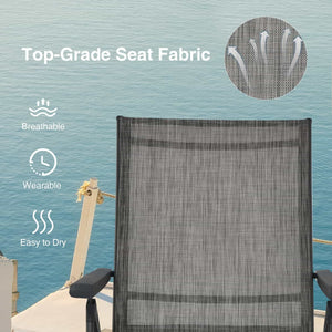 5 backrest angles and 2 footrest positions to meet various needs<br>Breathable and wearable seat fabric brings much comfort<br>Ergonomic design brings relaxation to your journey<br>Steel frame is not easy to rust and are of high durability<br>Stable trian
