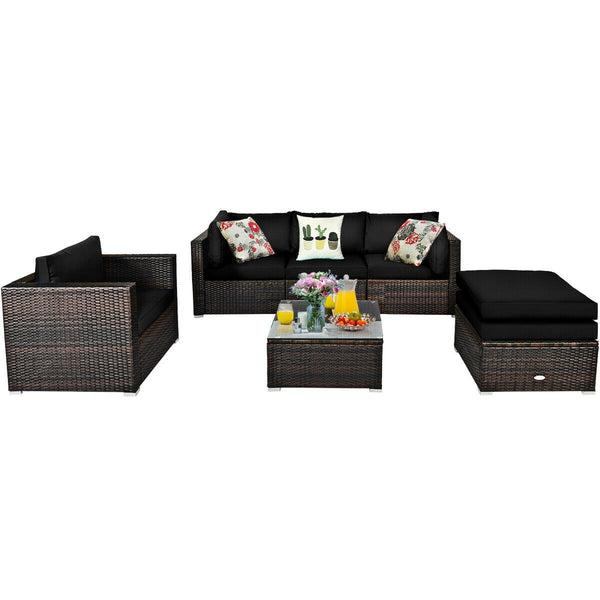 Durable rattan and sturdy steel materials are used to ensure a long lifespan <br>Thick and soft cushions for comfortable (pillows not included) <br>Removable and washable cushion cover with zipper <br>Free and flexible combination to meet your different n