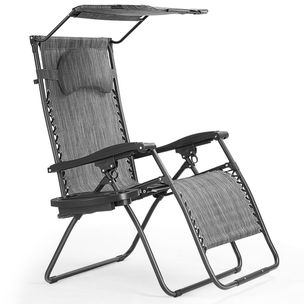 Steel tubes frame  durable and sturdy Incline and adjustable back to fit your body A removable headrest comes with to add comfort With a removable cup and magazine holder A adjustable sun shade canopy provided to protect your head from the ultraviolet ray