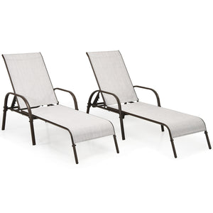 Don't leave the lounge chairs outside in raining days for prolonging its' using life <br>Made of Sun-proof and breathable fabric for long-lasting use <br>Powder coated steel frame provides sturdy support <br>Thick legs and anti-slip pads provide extra sta