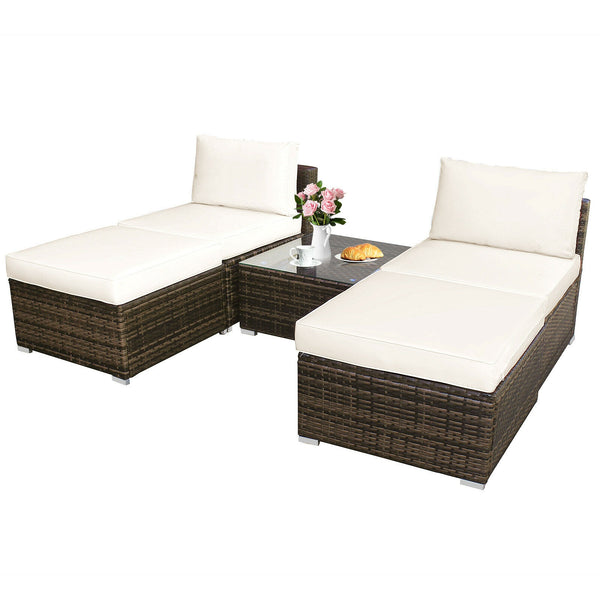 Power coated and solid steel frame adds sturdiness of the set<br>Tight and hand-woven rattan to withstand the change of weather<br>Exquisite table has a removable glass which is easy to clean<br>Aluminum feet at bottom protect bottom rattan and prevent sl