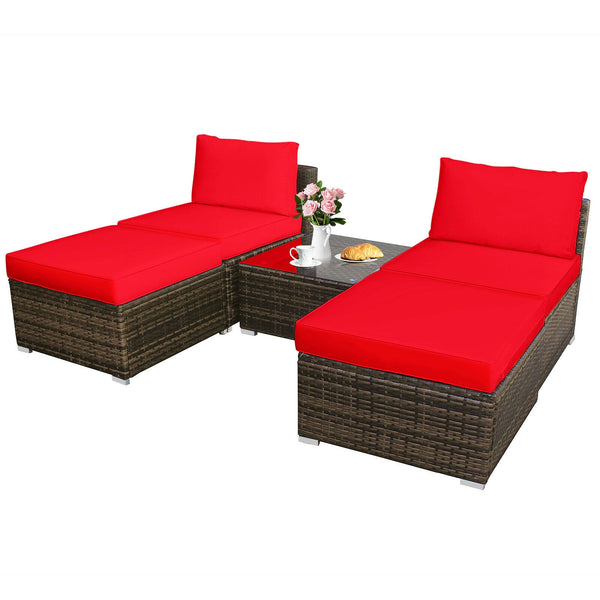Power coated and solid steel frame adds sturdiness of the set<br>Tight and hand-woven rattan to withstand the change of weather<br>Exquisite table has a removable glass which is easy to clean<br>Aluminum feet at bottom protect bottom rattan and prevent sl
