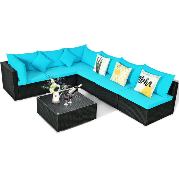 Free combination of sectional sofa as per your needs<br>Solid structure with L shape aluminum feet<br>Exquisite PE wicker frame adds unique charm<br>Comfortable sofa set with thick cushions and soft pillows<br>The cover of seat cushion is removable and wa