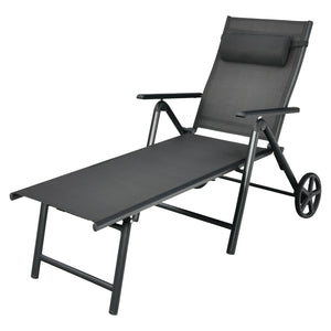 This patio lounge chair will offer you a comfortable using experience. Â  7 adjustable backrest positions are provided for you to choose  so you can do whatever you want on the lounge chair. And the anti-rust aluminum frame with sturdy triangle structure 