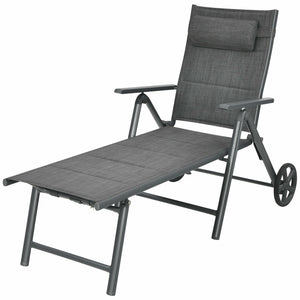 This cotton-padded patio chaise lounge chair is really utility and functional in your daily life. Â  With our lounge chair  you can do multiple outdoor activities  like fishing  sunbathing or taking a nap. The adjustable backrest helps you find out the mo