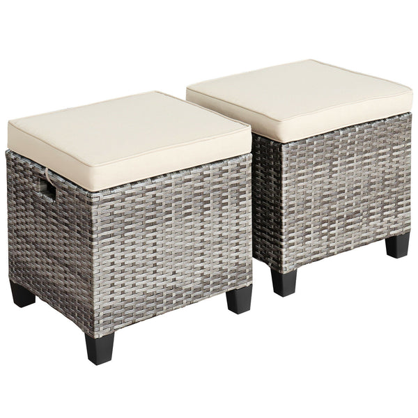 Â Can be used as additional seats with comfortable seat cushions<br>Â Ropes for keeping seat cushions with ottomans tightly<br>Â Serves as footstools for combining with other outdoor furniture<br>Â Waterproof and removable cushion covers for easy maintena