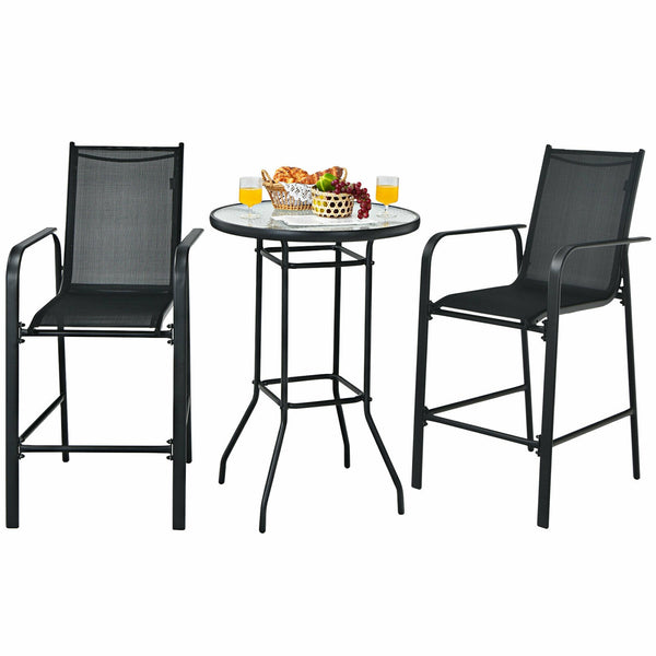 High quality tempered glass tabletop is studier and safer to use Water-wave surface adds a touch of elegance to your outdoors Breathable fabric for cool sitting experience even in the hot summer Brings ultimate comfort with comfortable armrests and footre