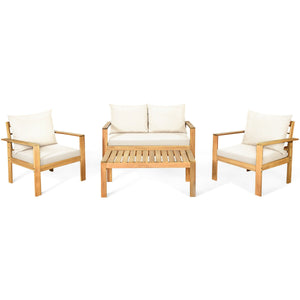 Made of solid acacia wood with FSC certification  superior durable<br>Thick and cozy cushion provides ultimate comfortable<br>Detachable cushions and waterproof for outdoor use<br>Freely DIY the furnish  for an optimal new look<br>Spend time with your fam