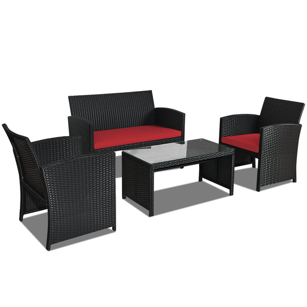 Comes with foot pads to protect the floor and add stability to the set<br>High-quality rattan and steel materials are used to ensure a long lifespan<br>PE rattan is waterproof and corrosion resistant<br>Suitable for balcony  rooftop  backyard  poolside  a