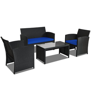 Comes with foot pads to protect the floor and add stability to the set<br>High-quality rattan and steel materials are used to ensure a long lifespan<br>PE rattan is waterproof and corrosion resistant<br>Suitable for balcony  rooftop  backyard  poolside  a