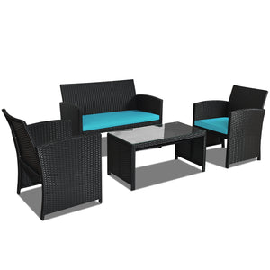 Comes with foot pads to protect the floor and add stability to the set<br>High-quality rattan and steel materials are used to ensure a long lifespan<br>PE rattan is waterproof and corrosion resistant<br>Suitable for balcony  rooftop  backyard  poolside  a