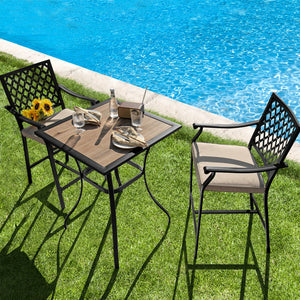 43" height fits well to most bar tables<br>Suitable for poolside  backyard  garden  and so on<br>Comfortable to sit with cozy backrest  armrests  and footrest<br>The soft cushion provides softness and coziness for you<br>Fix straps effectively avoid cushi