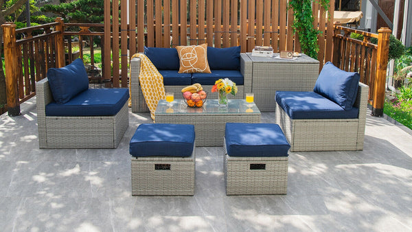 The full set comes in 4 separate packages  which might not arrive on the same day<br>8-piece seat for more creative combinations<br>Fetch different belongings with ease because of the practical coffee table<br>Sturdier and safer to use with high quality t
