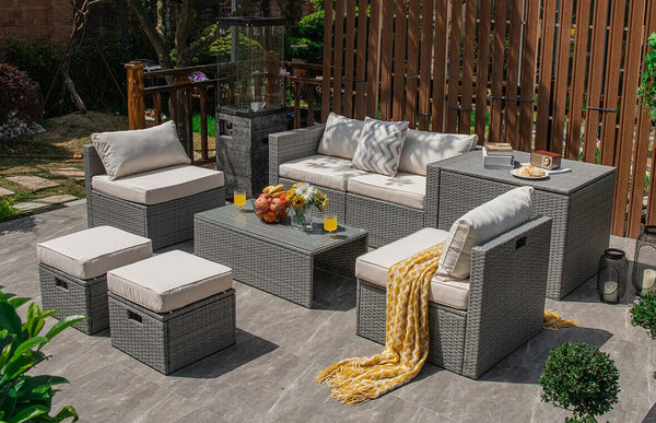 The full set comes in 4 separate packages  which might not arrive on the same day<br>8-piece seat for more creative combinations<br>Fetch different belongings with ease because of the practical coffee table<br>Sturdier and safer to use with high quality t