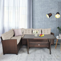 This sofa set provides you with the most comfortable casual experience! Â  The sturdy steel frame makes this set strong enough to be your long-term choice. Exquisite rattan with strong toughness will also give you a good touch. The soft sponge cushion can
