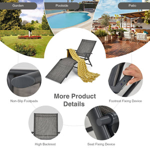 5 backrest angles and 2 footrest positions to meet various needs<br>Breathable and wearable seat fabric brings much comfort<br>Ergonomic design brings relaxation to your journey<br>Steel frame is not easy to rust and are of high durability<br>Stable trian