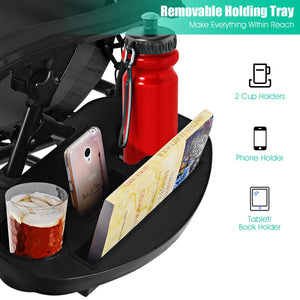 Strong double bungee ropes and rustproof frame ensure a long-time use <br>Adjustable padded pillow for both headrest and lumbar support <br>Add extra stability with reinforced triangular structure and non-slip foot pads <br>Designed with a locking system 