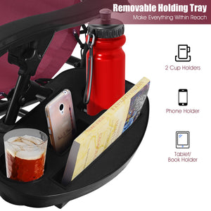 Strong double bungee ropes and rustproof frame ensure a long-time use <br>Adjustable padded pillow for both headrest and lumbar support <br>Add extra stability with reinforced triangular structure and non-slip foot pads <br>Designed with a locking system 