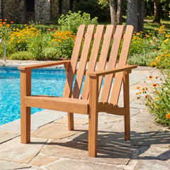 Built for dependable outdoor use with solid acacia wood<br>Strong construction holds up to 400 lbs with stability<br>Curved seat for comfort during longer outdoor lounging<br>Angled backrest eases sitting with better body support<br>Wide armrests for adde