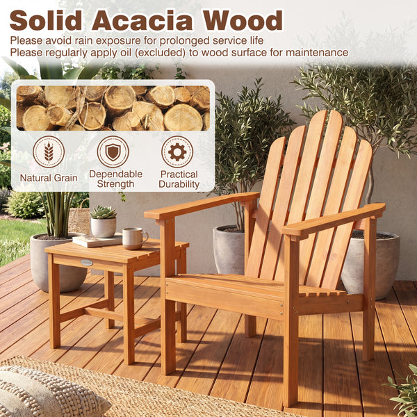 Built for dependable outdoor use with solid acacia wood<br>Strong construction holds up to 400 lbs with stability<br>Sloped seat for comfort during longer outdoor lounging<br>Angled backrest eases sitting with better body support<br>Wide armrests for adde