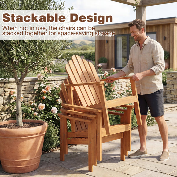 Built for dependable outdoor use with solid acacia wood<br>Strong construction holds up to 400 lbs with stability<br>Sloped seat for comfort during longer outdoor lounging<br>Angled backrest eases sitting with better body support<br>Wide armrests for adde