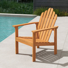 Built for dependable outdoor use with solid acacia wood<br>Strong construction holds up to 400 lbs with stability<br>Sloped seat for comfort during longer outdoor lounging<br>Angled backrest eases sitting with better body support<br>Wide armrests for adde