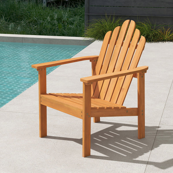 Built for dependable outdoor use with solid acacia wood<br>Strong construction holds up to 400 lbs with stability<br>Sloped seat for comfort during longer outdoor lounging<br>Angled backrest eases sitting with better body support<br>Wide armrests for adde