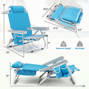 5-position adjustable backrest meets your needs for different activities<br>Easy to pull the armrests to find the best angle<br>Removable sponge-padded head pillow will offer optimal support for your head and neck<br>Built-in armrests allow you to enjoy a