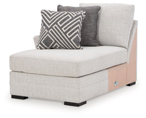 This left-arm facing corner chaise is made with Next-Gen Nuvellaâ„¢ (solution-dyed polyester) high-performance fabric. Pairs with other items in the series to make a sectional.<br><br><b>Additional Dimensions</b><br><ul><li>Arm height: 27-"</li><li>Seat d