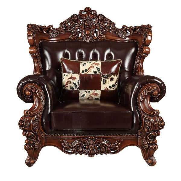 With espresso color and classic crafted design will let your living room never go out of fashion. The Forsythia collection is a traditional design, with its classics curve upholstered tight back wrapping around with an elegant cut out at the center top. T