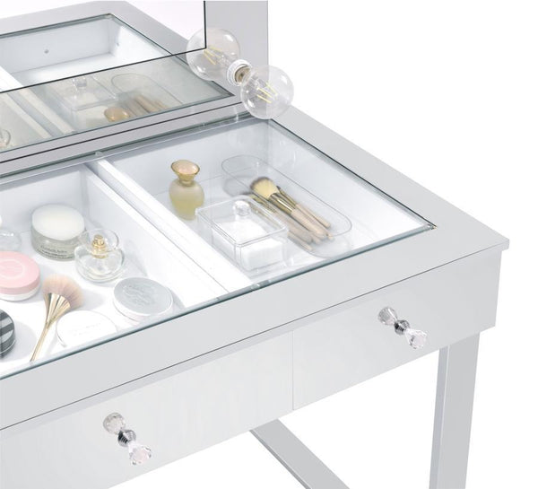 Umbridge - 3-Drawer Vanity Set With Lighting - Chrome And White