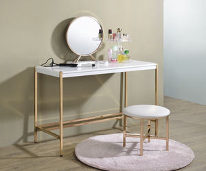 Midriaks - Writing Desk - White & Gold Finish