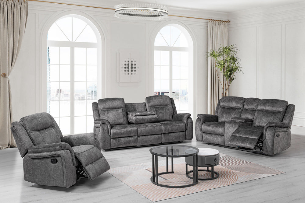 The Park City Power Dual Recliner Sofa in Gray combines durable craftsmanship with luxurious comfort, making it the perfect addition to any home. Built with a sturdy frame of premium hardwoods and plywood, it offers long-lasting stability and support. The