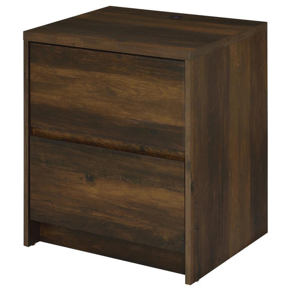 Westpark - 2-Drawer Nightstand LED Lights And USB - Dark Pine